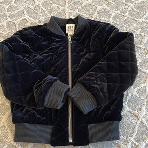 GapKids black quilted velvet zip up jacket.